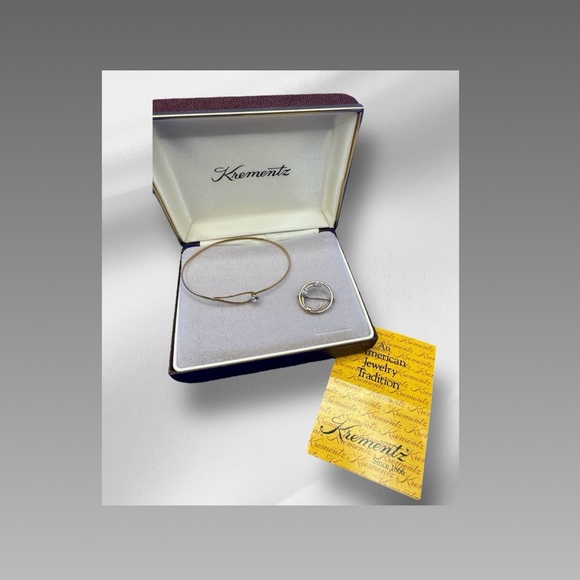 Vintage 14KT yellow gold overlay CZ bracelet and matching brooch - Picture 1 of 2